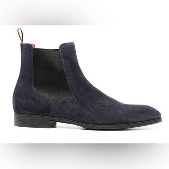 Mens Santoni Blue Suede Chelsea Pull On Boots US 8